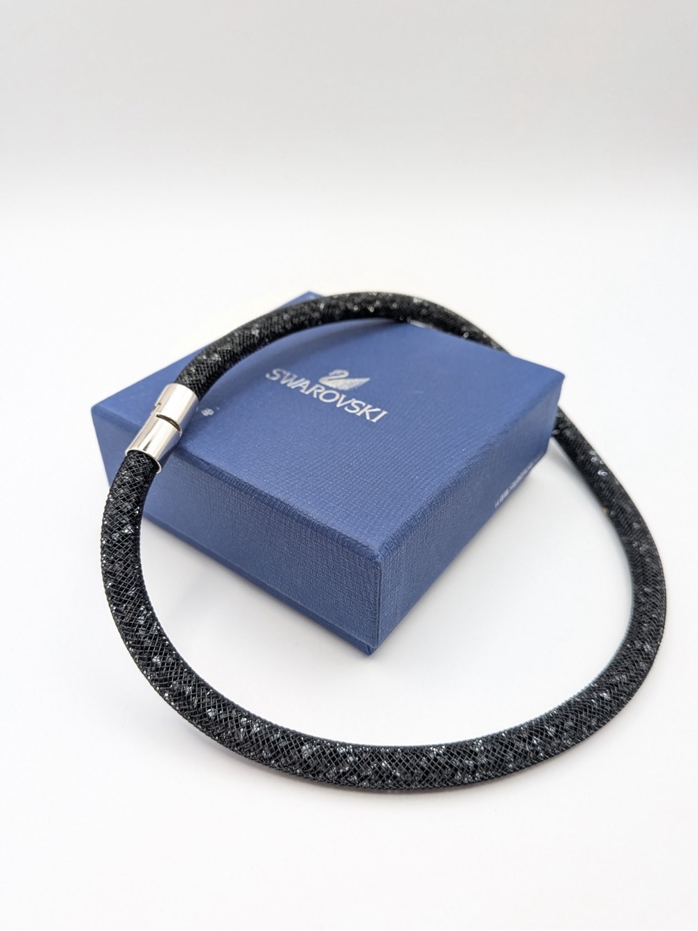 Swarovski Stardust Black Crystal Mesh Double Wrap Bracelet Magnetic Clasp - Picture 3 of 7